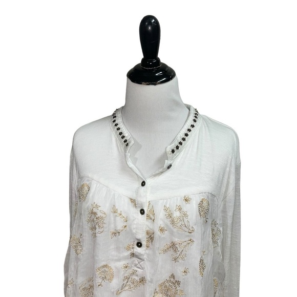Style & Co. Women's Size 2X Tunic Top Embroidered Flowy Beaded Bohemian Floral - Picture 2 of 9